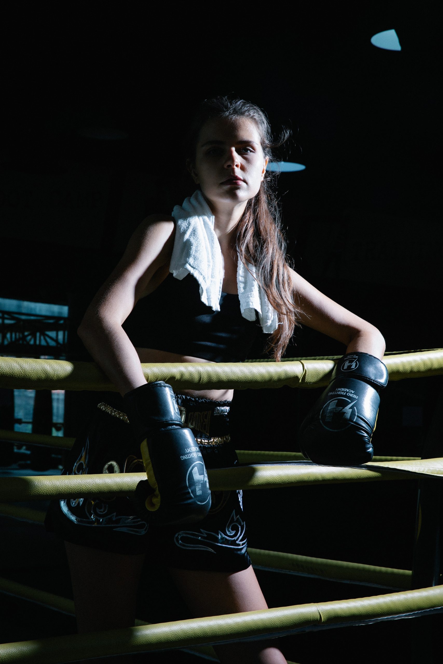 A female boxer training in a boxing gym in las vegas